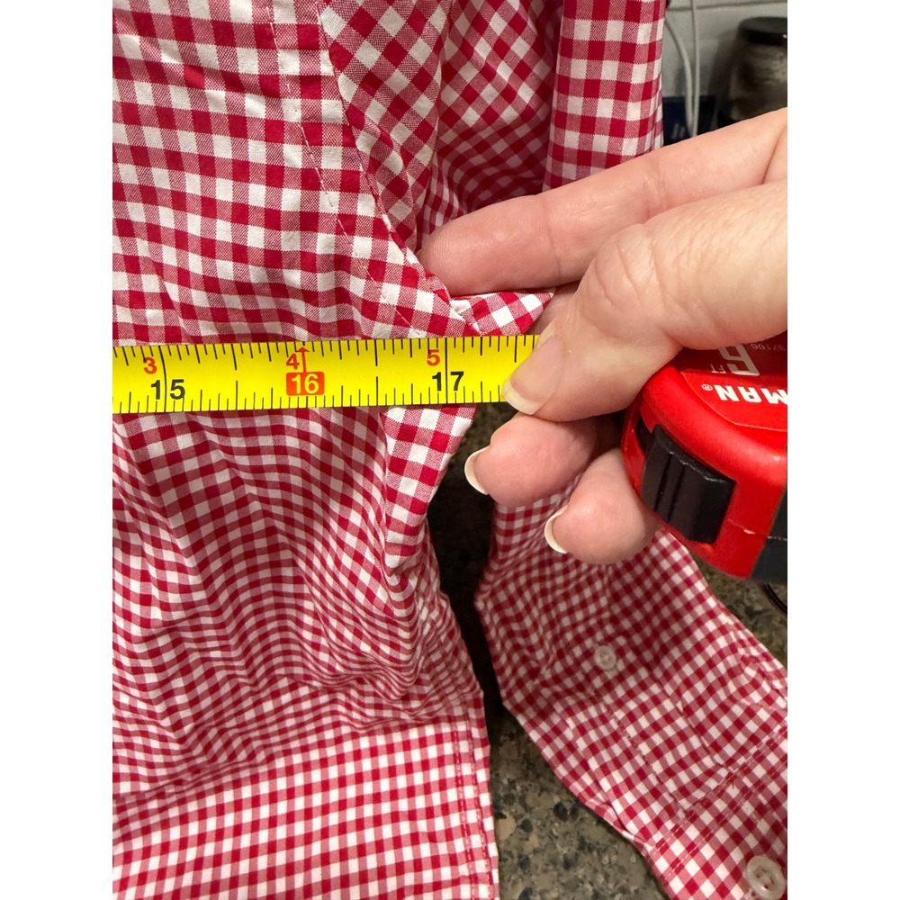 Vineyard Vines Performance Gingham Shirt Red White boy's M 12-14 Button Down - Picture 5 of 7